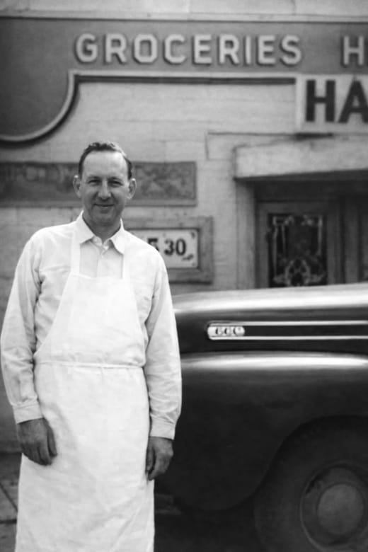 Don Hale at his family grocery store