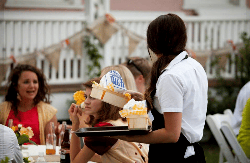 Hires catering service in action